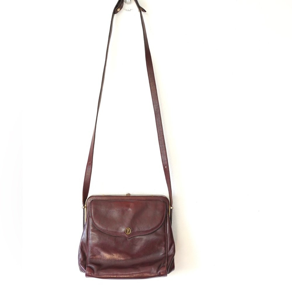 Vintage Gold-Pfeil Sport Leather Shoulder Bag Purse Oxblood W. Germany